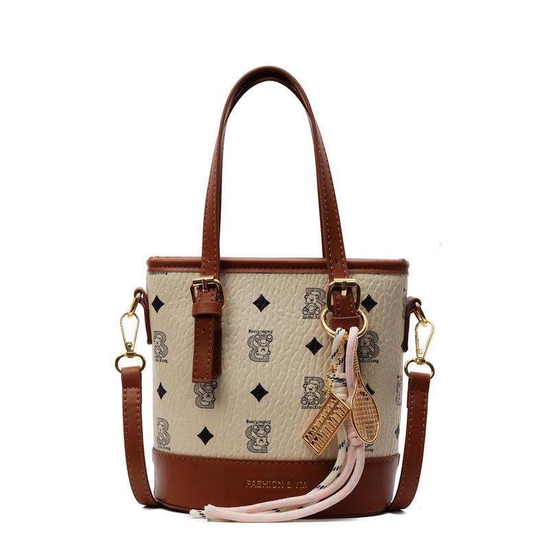 Korean Version of the New Product, High-end Classic Printing Fashion, Portable Bucket Bag, Niche Temperament, Women's Commuter Style Messenger Bag