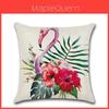 Elegant Flamingo Tropical Monstera Cotton Linen Pillow Cover For Stylish Home Decor