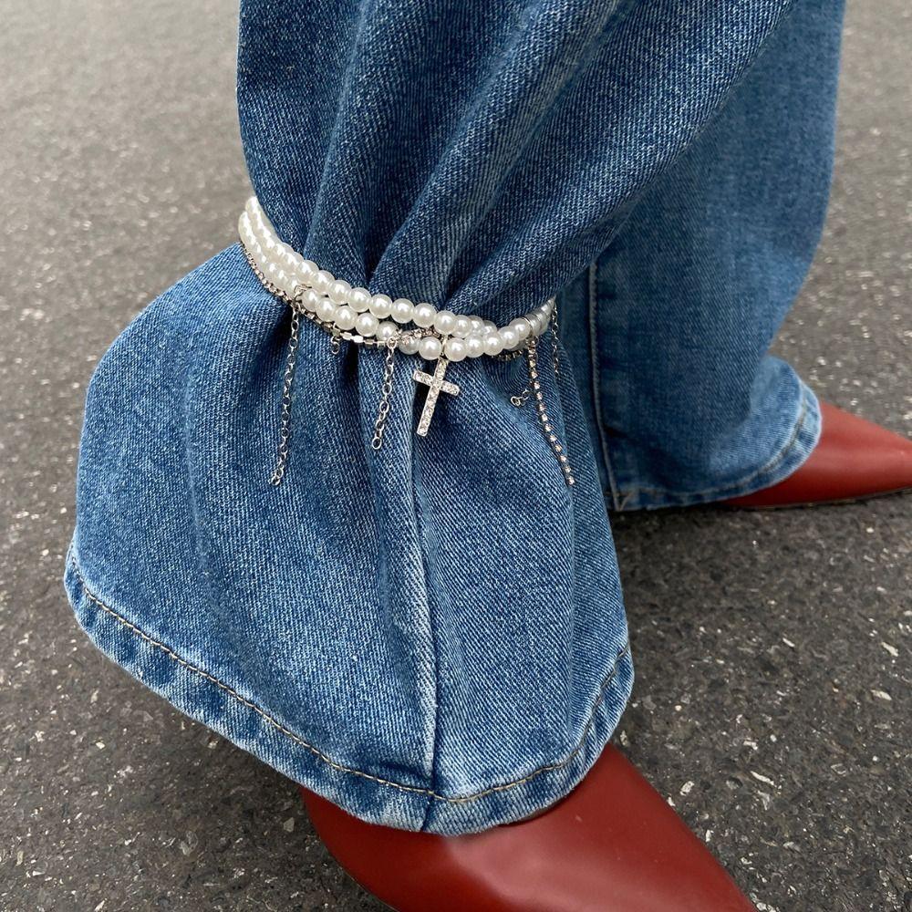 Detachable Cross Pendant Jeans Chain Heart Trousers Decoration  Unisex