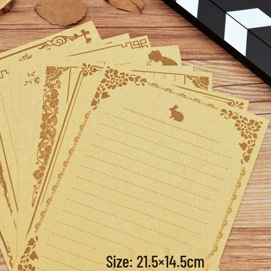 Retro sada papírnictví s dřevěným vzorem: Milostný dopis, Pohlednice, Pozvánka, Přání s úložným sáčkem a pečetním voskem