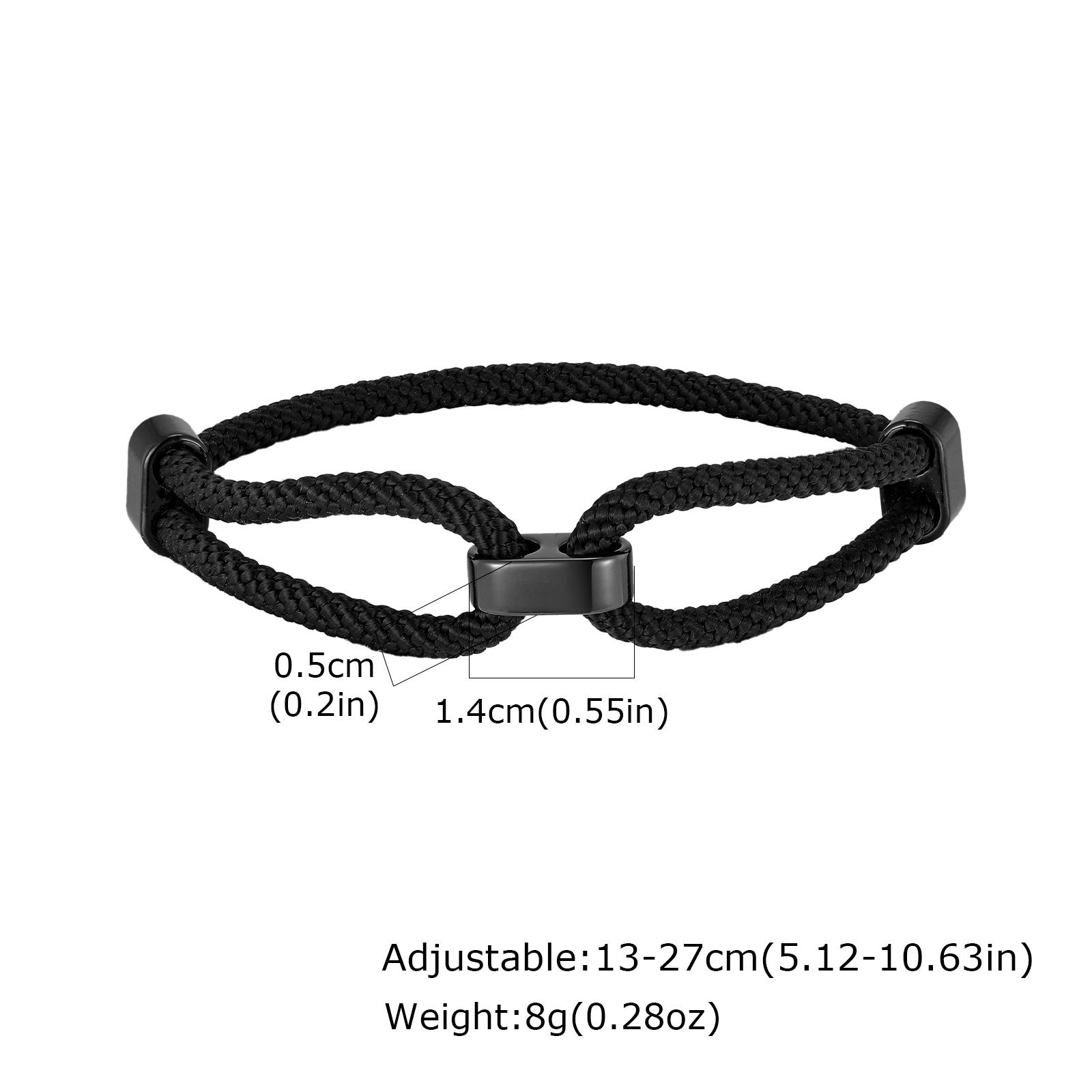 Custom Black Milan Rope Bracelet for Men Women,Stainless Steel Tube Adjustable Wristband,Personazlied Jewelry Gift no words