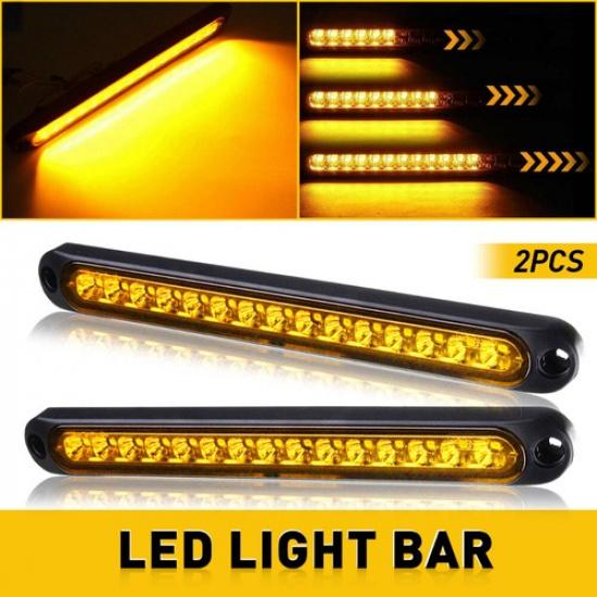 2X LED Flowing Amber Stop Brake Turn Signal Rear Tail Light Bar Truck Trailer RV