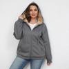 Women's Zip Up Hooded Fleece Jacket Loose Fit Casual Solid Color Plus Size Outerwear Coat