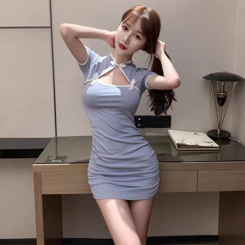 Dress cheongsam short skirt tight skirt stand-up collar slim and thin cheongsam skirt