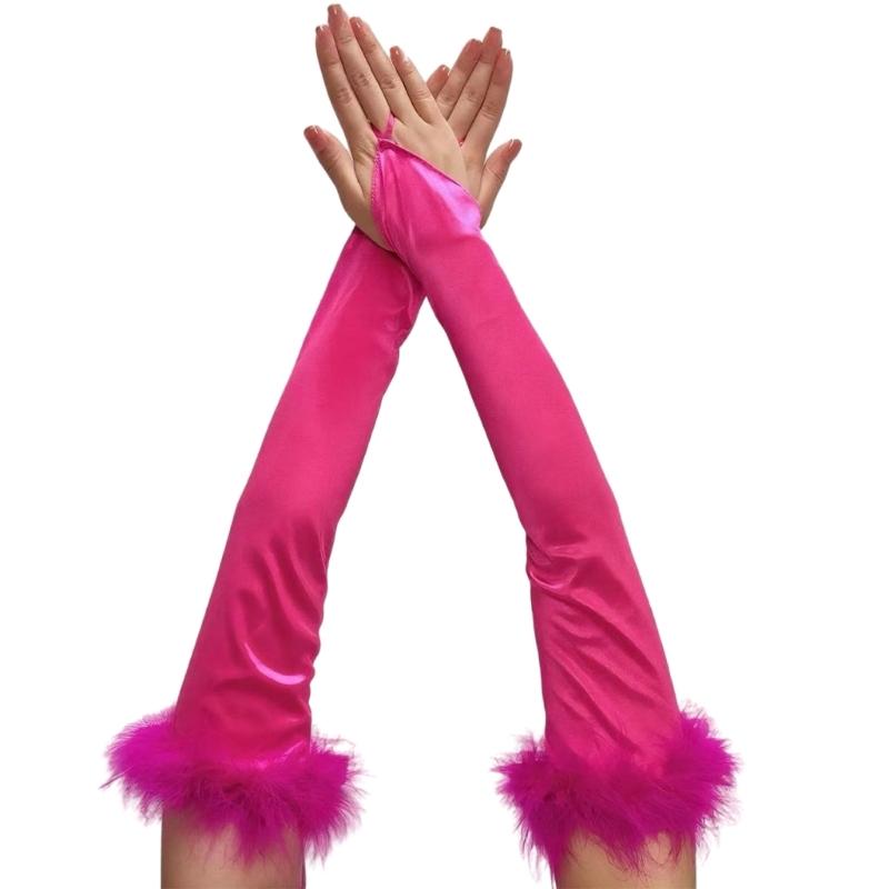 Feathered Chain Formal Evening Gloves Flexible Cotton Stretch Fabric Traditional Black White Stage Gloves