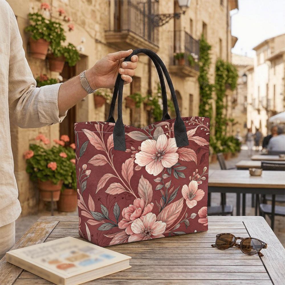 Boho Floral Printed Tote Bag Casual Large Capacity Daily Shoulder Handbag