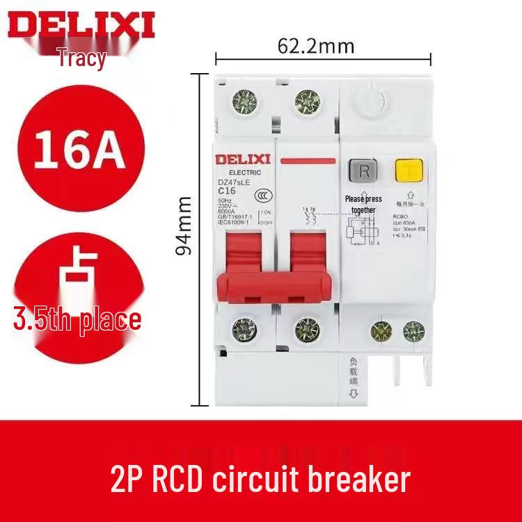 Delixi DZ47sLE Air Switch Circuit Breaker with Leakage Protection (1-4P, Single/Three-Phase, N)