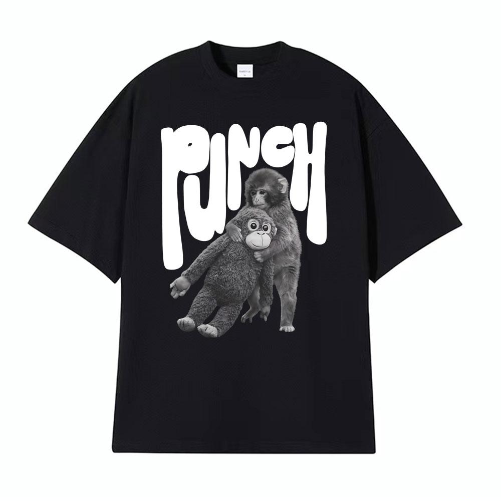 Punch The Monkey Vintage Style Graphic Tshirt Mens Clothing Summer Vintage Fashion T Shirt Tops 100 Cotton Oversized Tshirts