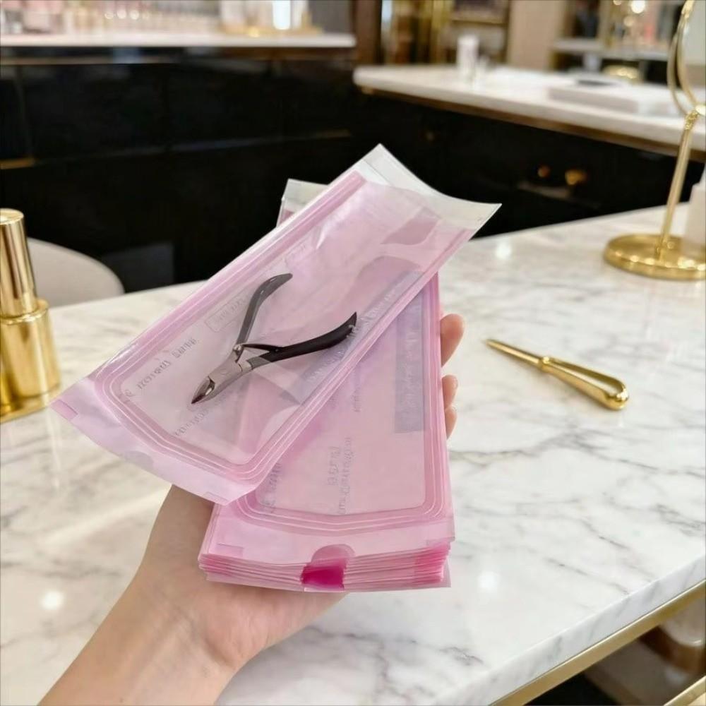 100PCS Pink Nail Clean Sterilizing Bag Disposable Clean Bags Sterilizing Bags For Nail Care