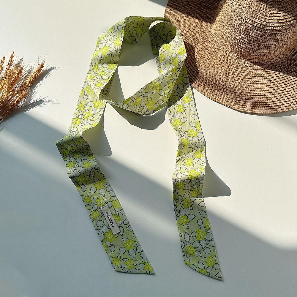 Flower Field Oil Painting Scarf Cotton Extended Long Ribbon Neckerchief Scarf Headband  Women