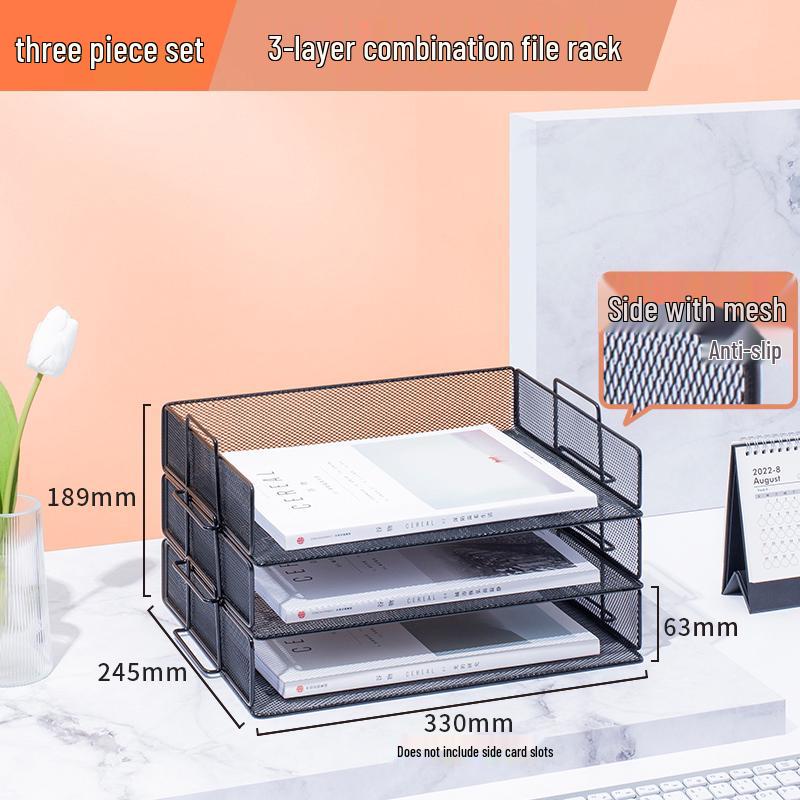 Multilayer A4 Metal Desktop File Organizer and Storage Rack Set for Office Supplies