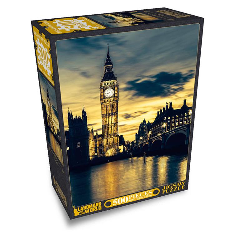 Pussel med 500 bitar - Big Ben solnedgångsvy, populärt koreanskt pussel
