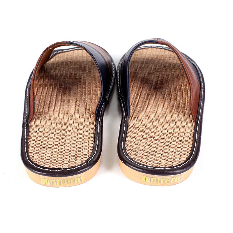 Mnterrm Hot Sale Men Home Slippers Linen Home Slippers Indoor Bedroom Sandals Couple Sheepskin Leather   Floor Slippers