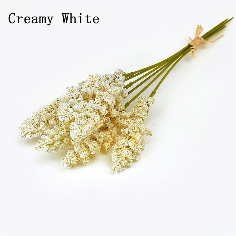 

6Pcs Artificial Breath Flowers Foam Berry Spike Fake Vanilla Flower Faux Bouquet for Wedding Party Indoor Hanging Home Decora 6Pcs