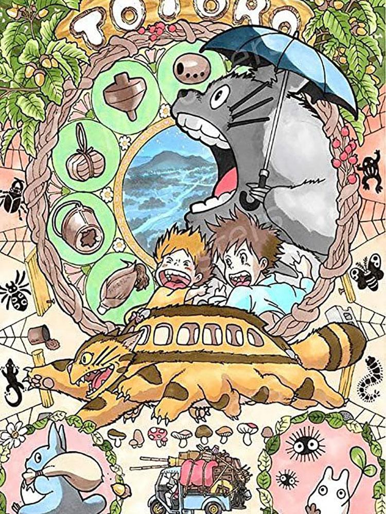 DIY plné kulaté diamantové malování Křížkový steh 3D roztomilé zvířecí komiks Home Dekorativní umění Krajina diamantový obraz 5D diamantový umělecký obraz