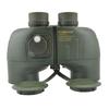 Military 7x50 binoculars with olive green compass,