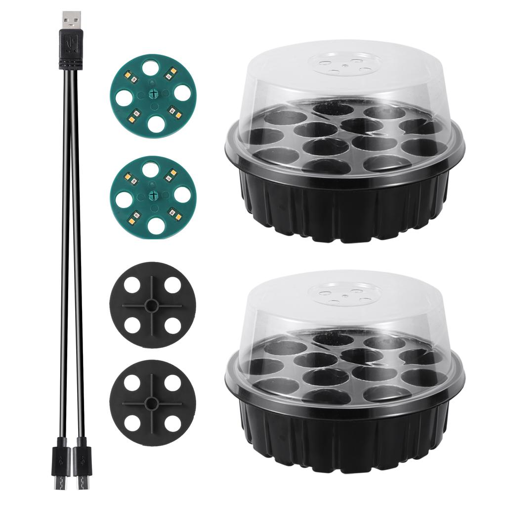 Tall Full Spectrum LED Grow Lights Seedling Tray Seed Starter Germination Box Greenhouse Indoor Garden Growing Pot 6/12/13 Cells