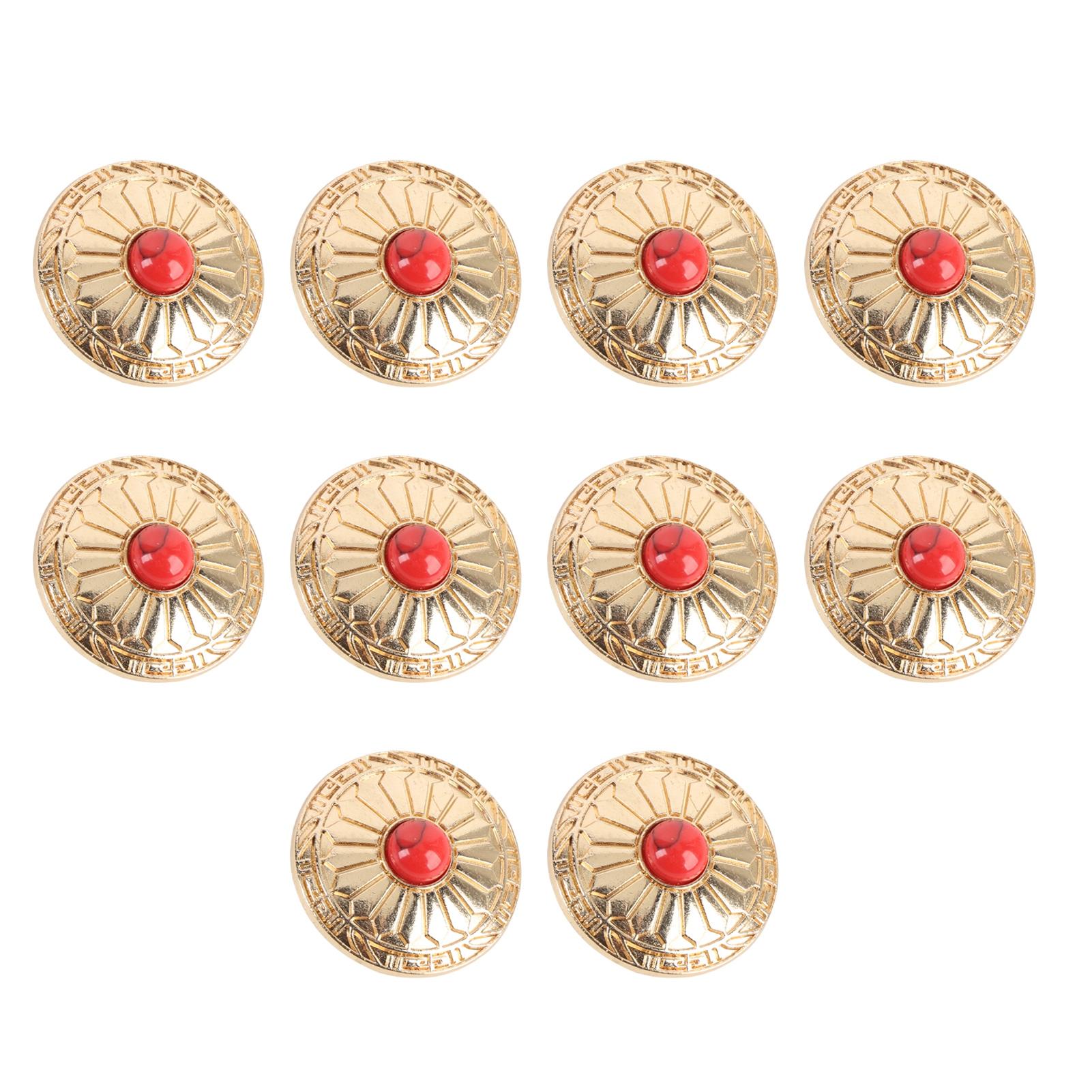 

10 комплектов пуговиц на винтовой ножке 30 мм золото цветок красный бирюзовый металл декоративное кончо с винтами 4,5 мм