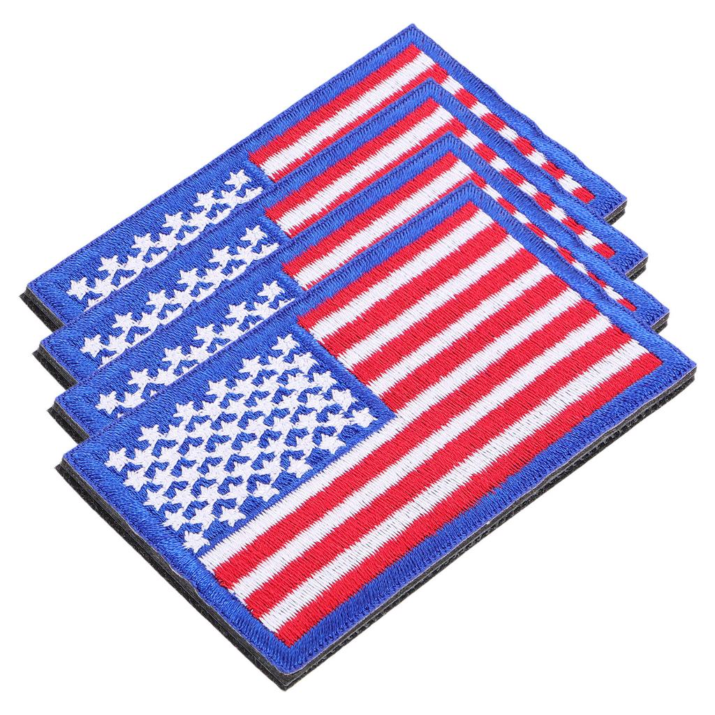 4Pcs Flag Embroidered Patches Usa Patriotic Design Versatile Use Iron on Sew on for Backpack Clothes Hats Uniforms Decorative