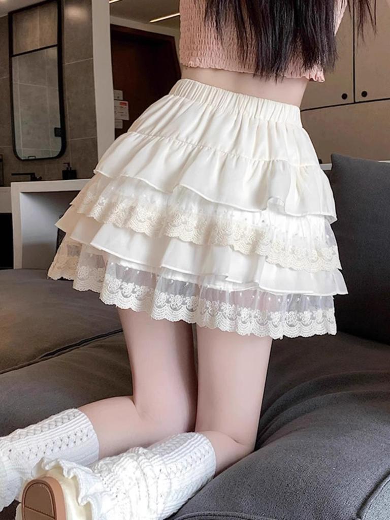 Ballet-Inspired White Princess Dress: Sweet High-Waist A-line Short Skirt for Summer