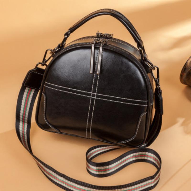 Fengchao Bags, Leather Goods, Solid-color Crossbody Bag, Leather Sewn Single-shoulder Bag for Women
