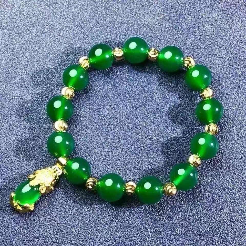 Golden Pixiu Green Jade Unisex Bracelet - Luxurious and Versatile