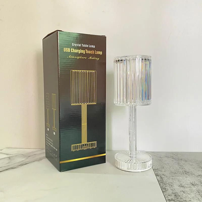 Diamond Crystal Table Lamp Net Red Bedside Romantic Atmosphere Lamp Modern Minimalist Creative Line Acrylic Table Lamp