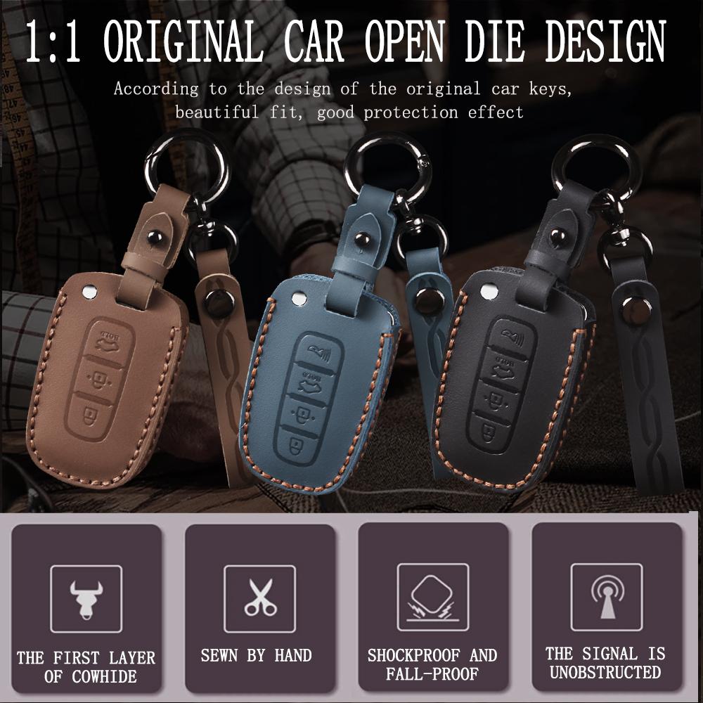 Leather Keychain Car Key Case Cover for Kia Carnival K3 K5 Forte Sportage R D5 KX5 KX3