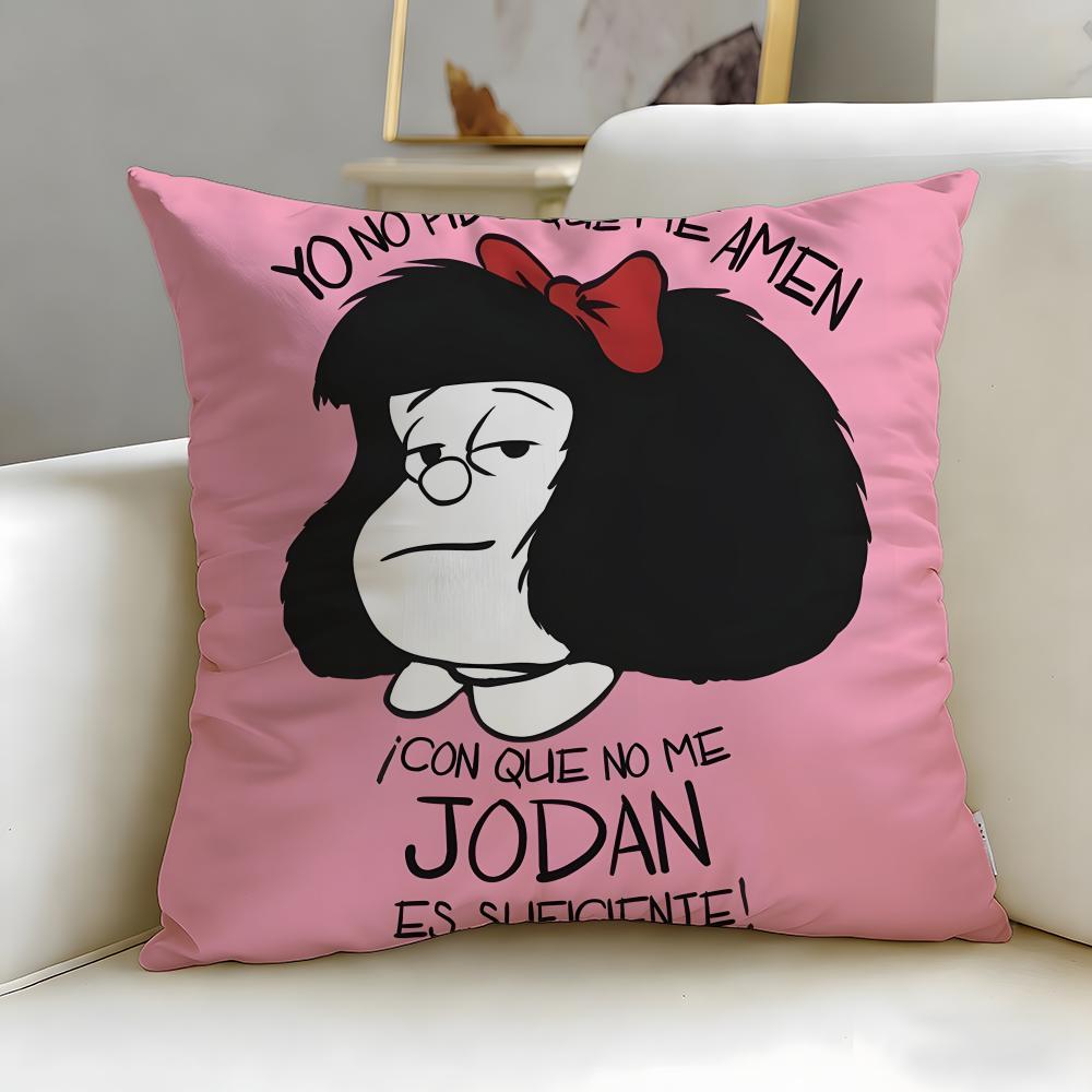 Classic Cartoon Mafalda Cushion Cover Soft & Easy-Wash Pillow Case – Versatile For Couch, Bed, Travel And Office