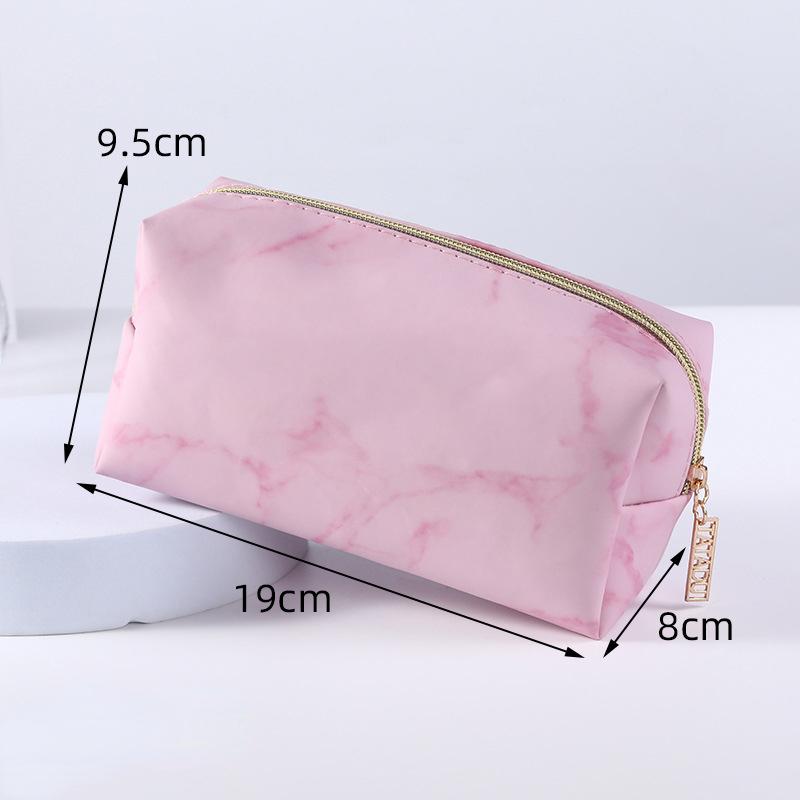 Pink PU Marble Pattern Women Cosmetic Bag Multifunction Toiletries Organize Storage Handbag Female Waterproof Makeup Case