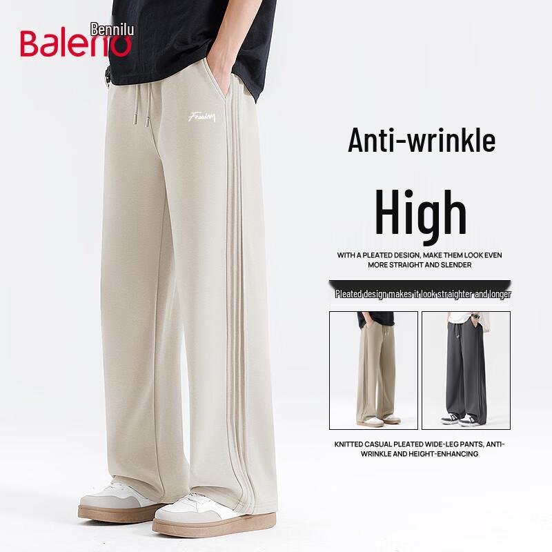 Baleno Men's Heavyweight Pleated Wide-Leg Casual Pants