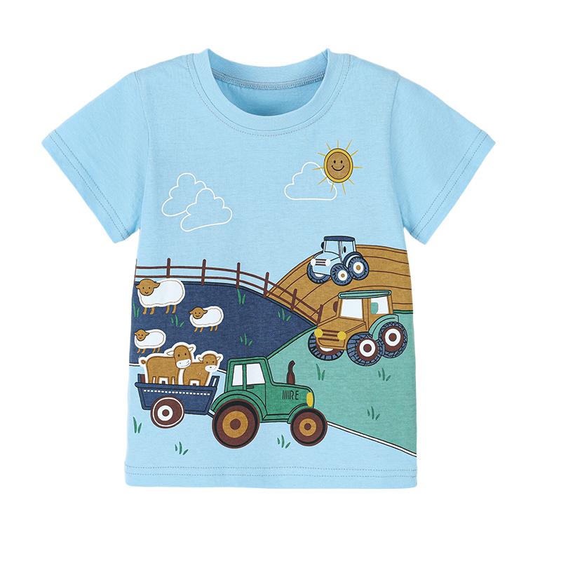 Little Maven 2026 New Summer Baby Boys Children's Clothing Tops Tees Cartoon Tractors T Shirts Teenagers  T-shirts