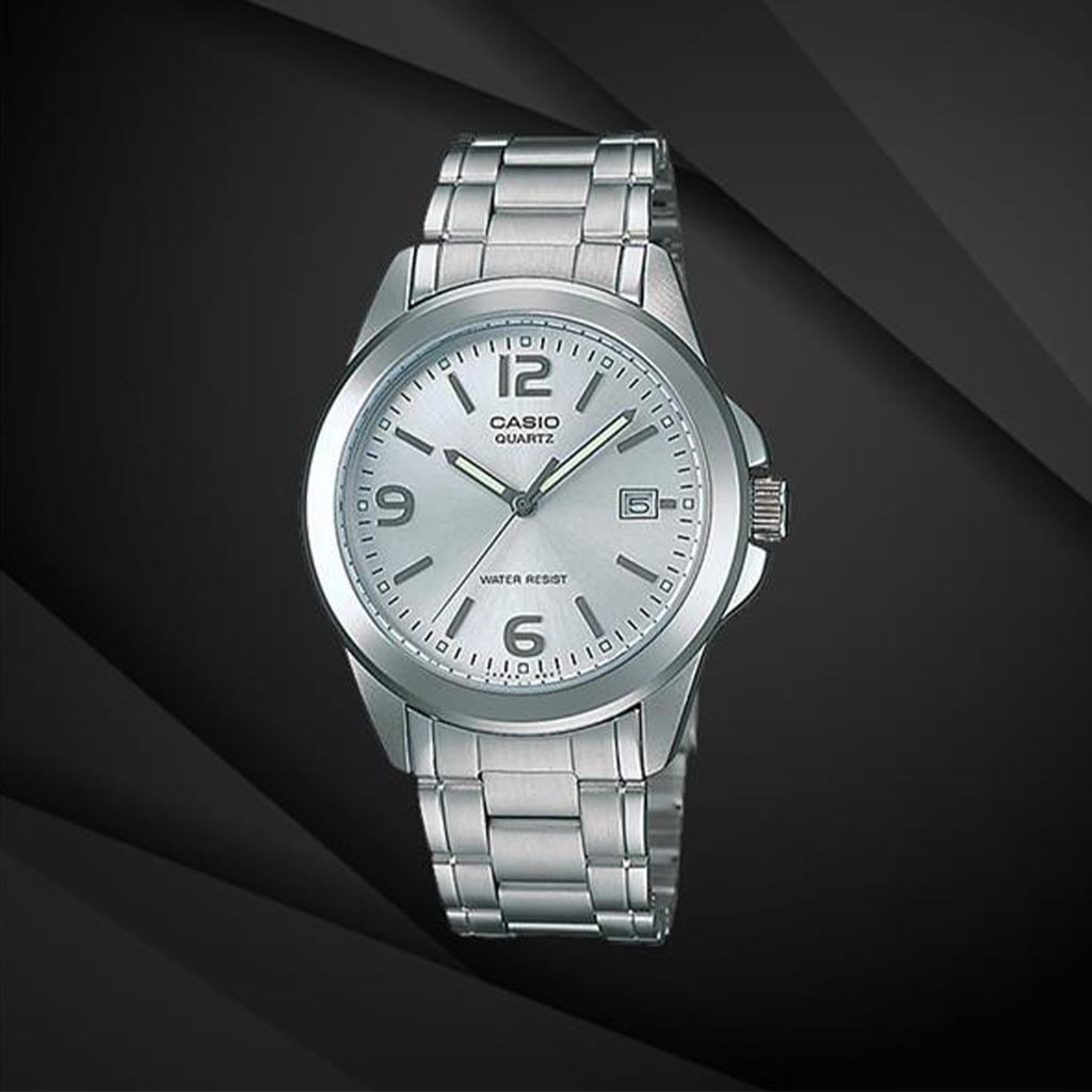 Casio Standard Series Simple Steel Band White Dial Waterproof Quartz Movement Stainless Steel Watch Men watches Silver MTP-1215A-7A