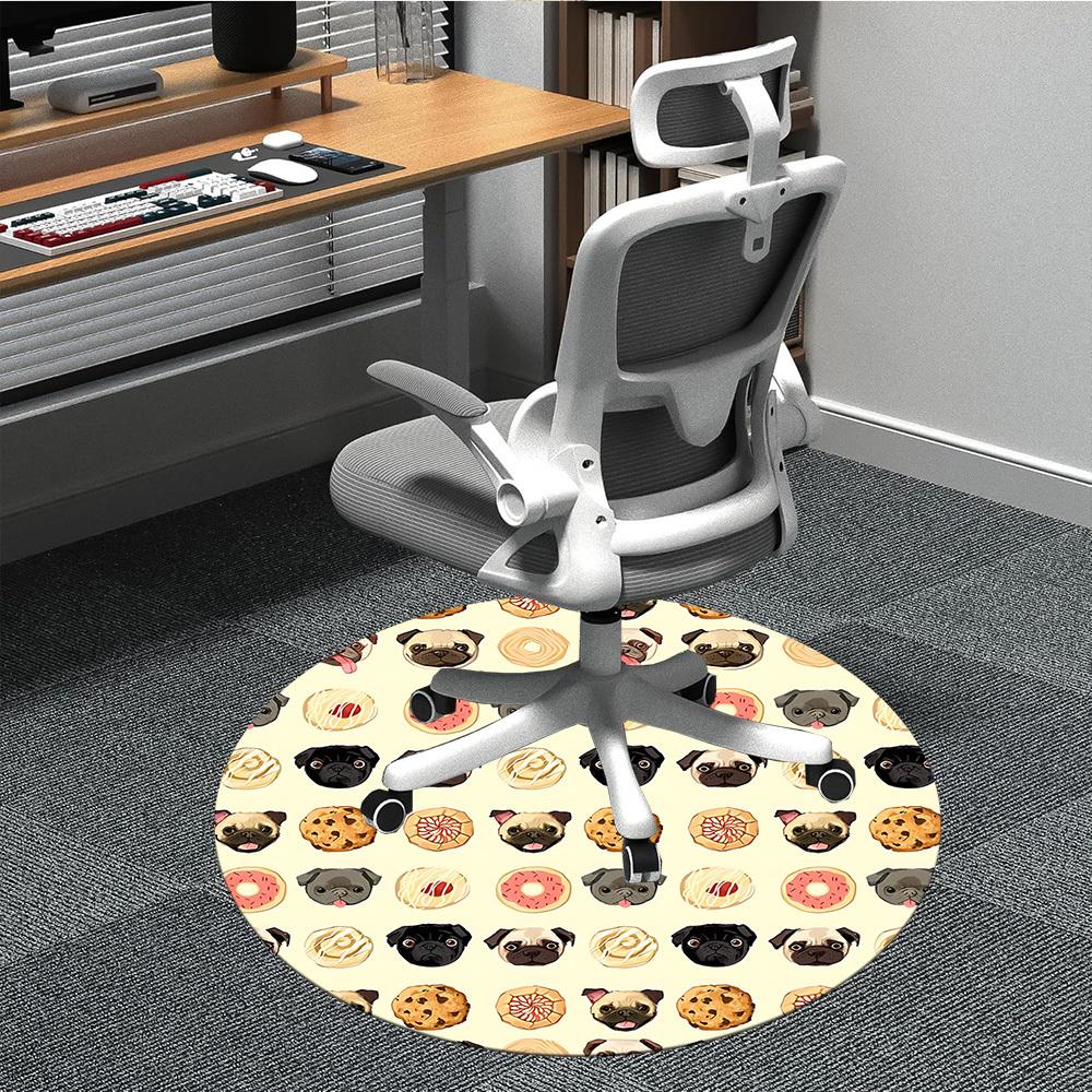 

1pc Pug Donut Pattern Chair Carpet for Office, Soft Flannel Throw Mat, Perfect for Office, Holiday Party Decoration Choice yy260209040 80cm by 80cm