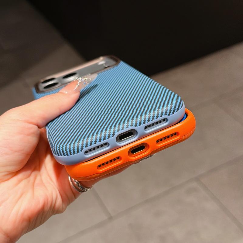 Case For iPhone 17 Pro Max Luxury Carbon Fiber Texture Leather Hybrid TPU Built-in Metal Plate Strong Magnetic Cover For iPhone 16 15 14 13 Pro Max