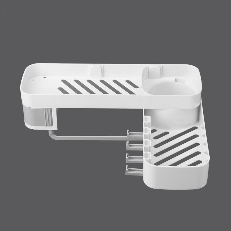 180-degree rotating adhesive bathroom shelf (gray)