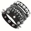 Vintage Leather Bracelets Punk Row Cuspidal Spikes Rivet Stud Wide Cuff PU Leather Punk Gothic Rock Unisex Goth Accessories