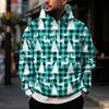 Julehættetrøje til mænd med stort print og store lommer, afslappet løstsiddende pullover til ferien
