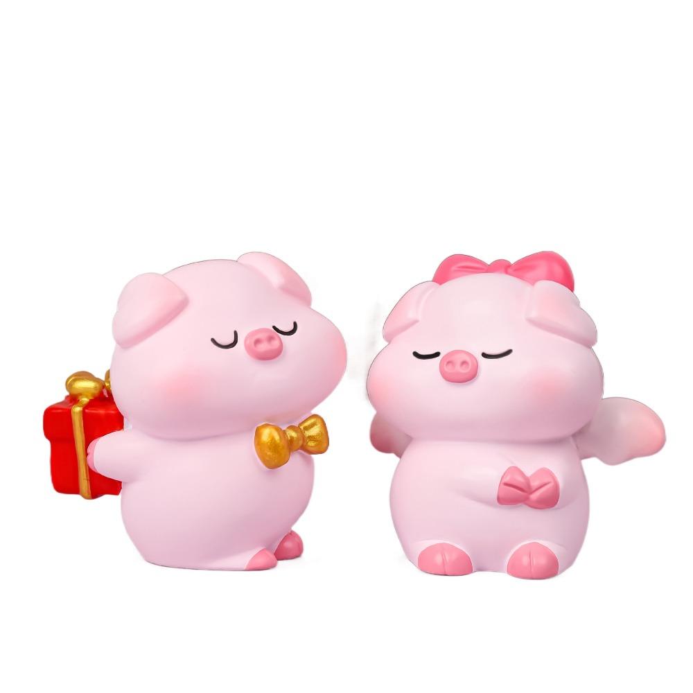 Cartoon Pig Statue Cute Miniatures Figurine Cake Decoration Couple Piggy Ornament  Home