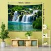 Nature-Inspired Tapestry with Green Mountains and Waterfall Design, 100% Polyester, Lightweight Wall Hanging for Bedroom, Living Room Decor - Multiple