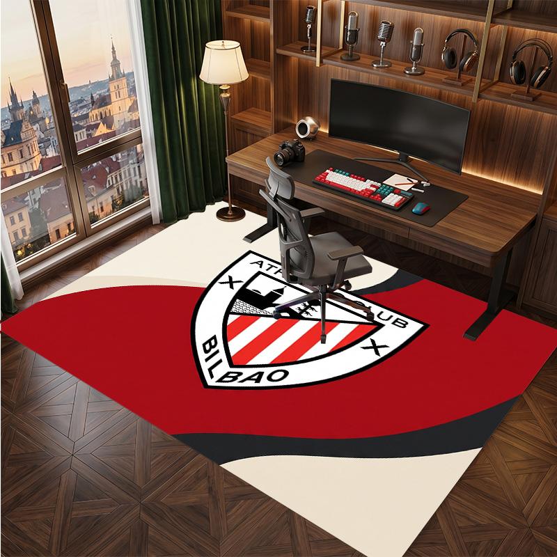 Athletic Bilbao Football Print Crystal Velvet Rug, Comfortable Water Absorbent Non Slip Indoor Floor Carpet