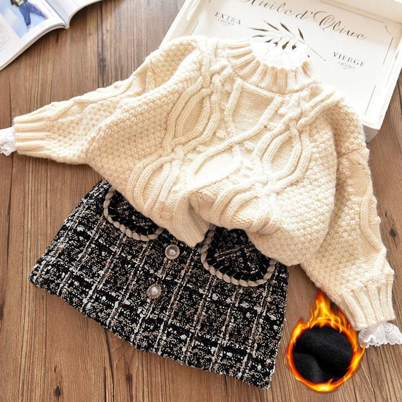 

Утолщенная юбка принцессы из плюша и шерсти для девочек, клетчатая юбка-полуюбка для девочек, детская юбка в полоску для детей 130