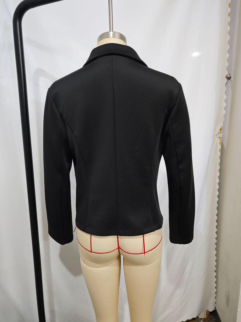 2026 Autumn Women's Slim Fit Long Sleeve Solid Color Blazer Jacket