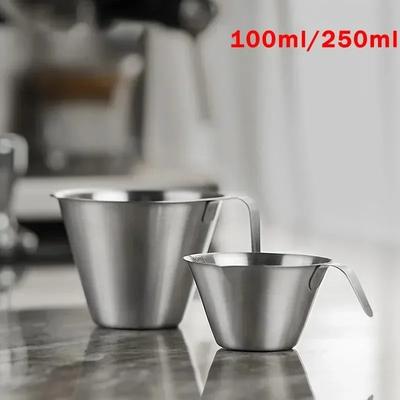 100ml Espresso Coffee Measuring Cup 304 Stainless Steel with Scale Mark, Ergonomic Handle Dishwasher Safe Kitchen & Bar Tool