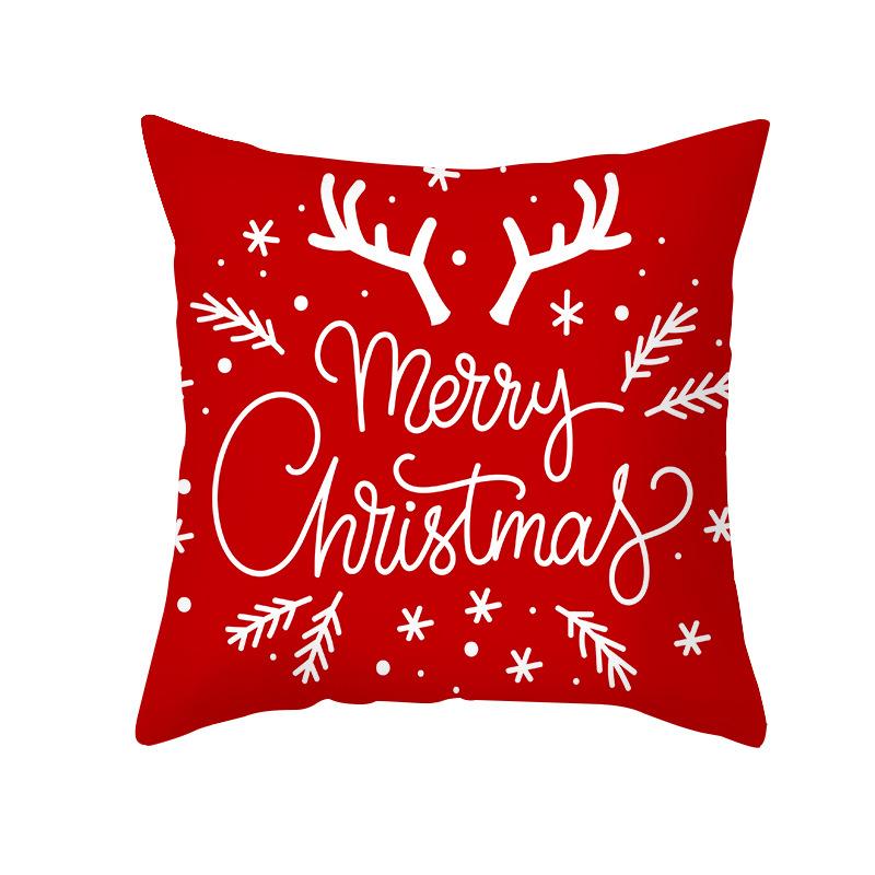 Christmas Pillow Cover Cartoon Letter Print Cushion Cover Office Sofa Pillow Cover Home