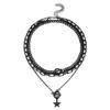 Collier Pendentif Multicouche Géométrique Cœur Étoile Pièce de Monnaie pour Hommes Femmes Style Noir Or Argent