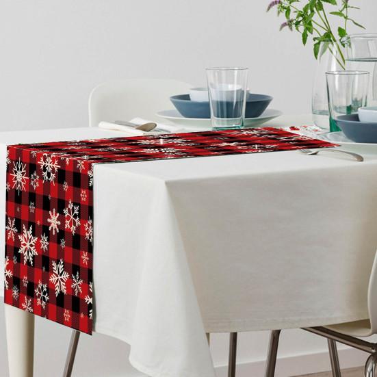 Table Runner Eye-catching Washable Table Durable Soft Plaid Christmas Snowflake Pattern Cloth for Kitchen