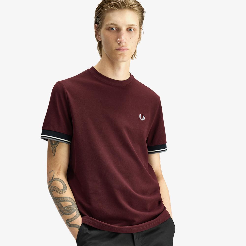 Fred Perry [Sharp] Twin Tip Cuff T-Shirt - Oxblood Afpm2612396-597