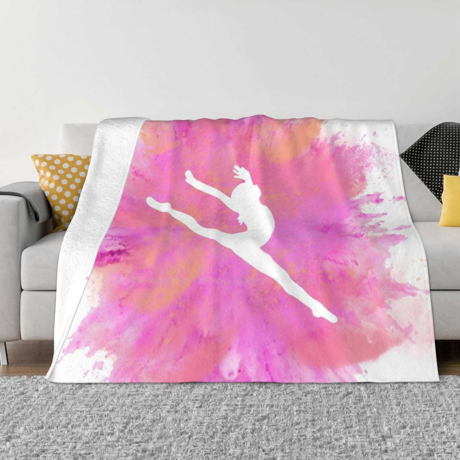 Pink Explosion Gymnastics Silhouette Hot Sale Printing High Qiality Warm Flannel Blanket Gymnastics Leap Explosion Split 30x40in