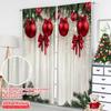Set Of 2 Flat Printing Christmas Window Drapes Red Green Versatile Polyester Fabric Without Electricity Birthday Party Use Curtain Made